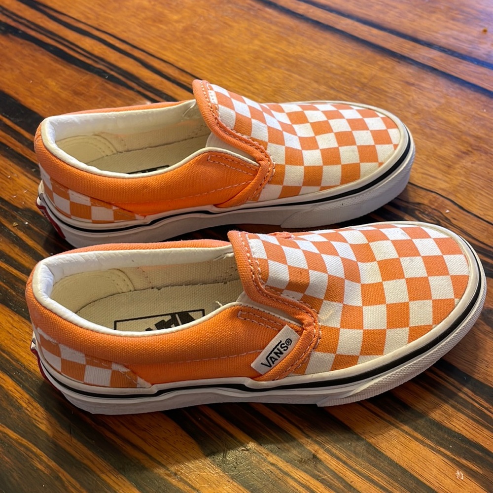 Orange Checkered Vans Sneakers US11 Kids